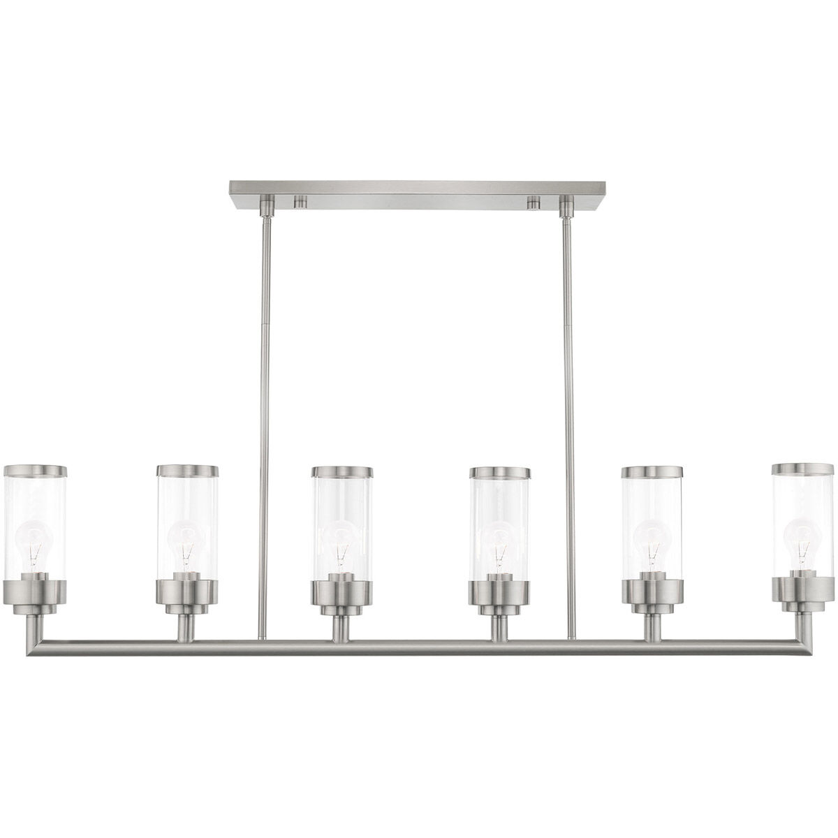 Hillcrest 6 Light 48 inch Brushed Nickel Linear Chandelier Ceiling Light
