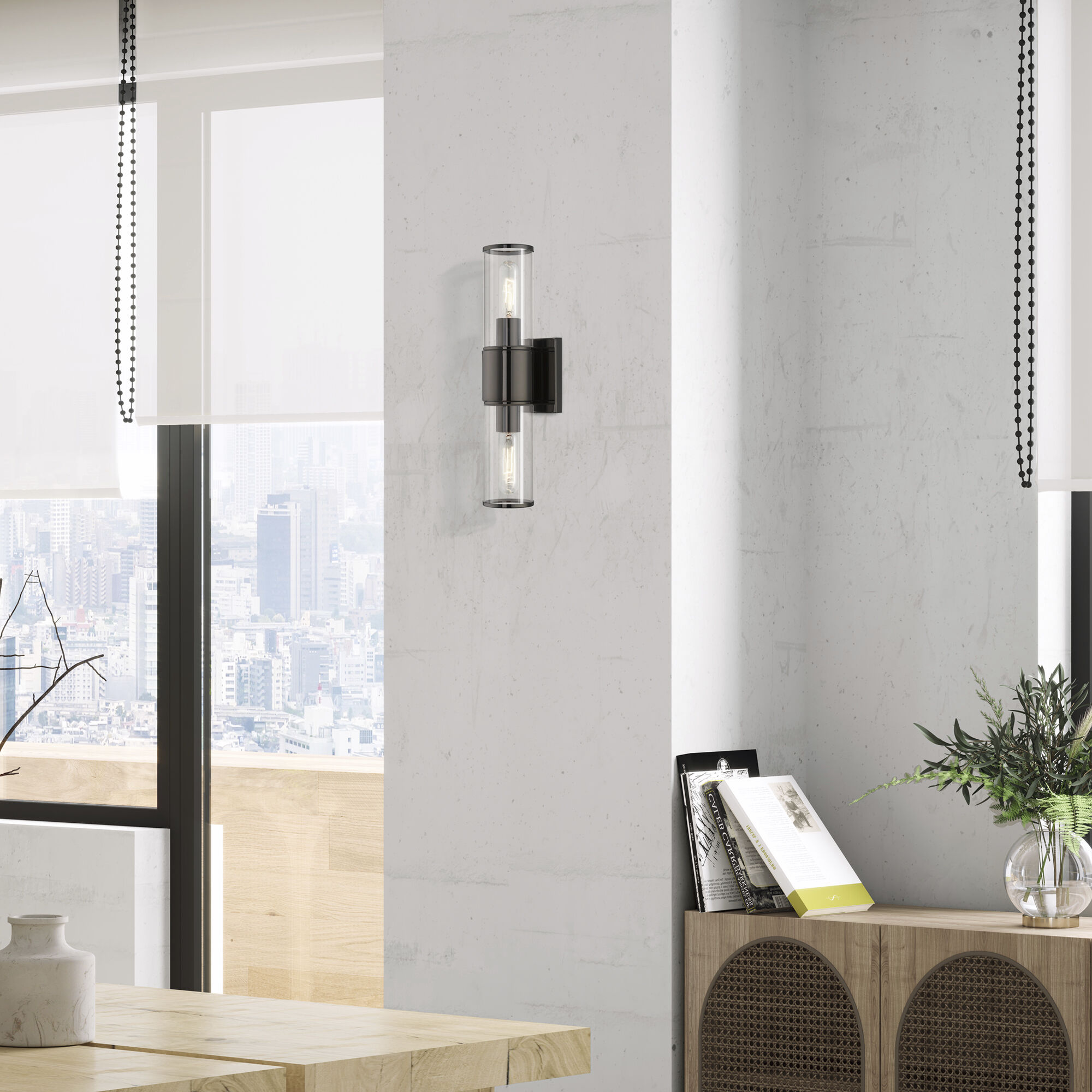 Quincy 2 Light 16 inch Black Chrome Vanity Sconce Wall Light