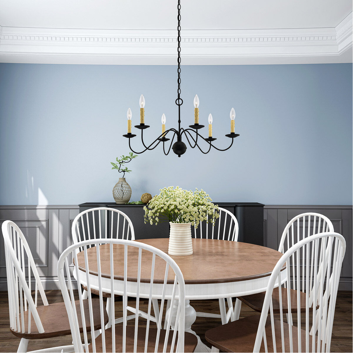 Heritage 6 Light 28 inch Black Chandelier Ceiling Light