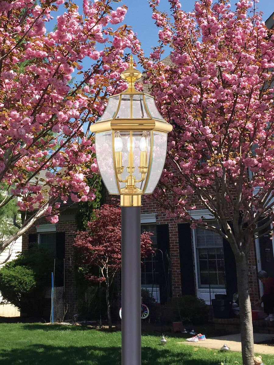 Monterey 3 Light 23.5 inch Polished Brass Outdoor Post Top Lantern