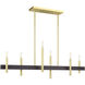 Denmark 6 Light 40 inch Satin Brass with Bronze Accents Linear Chandelier Ceiling Light