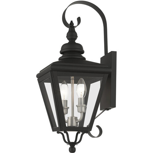 Adams 2 Light 21.5 inch Black with Brushed Nickel Finish Cluster Outdoor Wall Lantern in Black with Brushed Nickel Accent, Medium