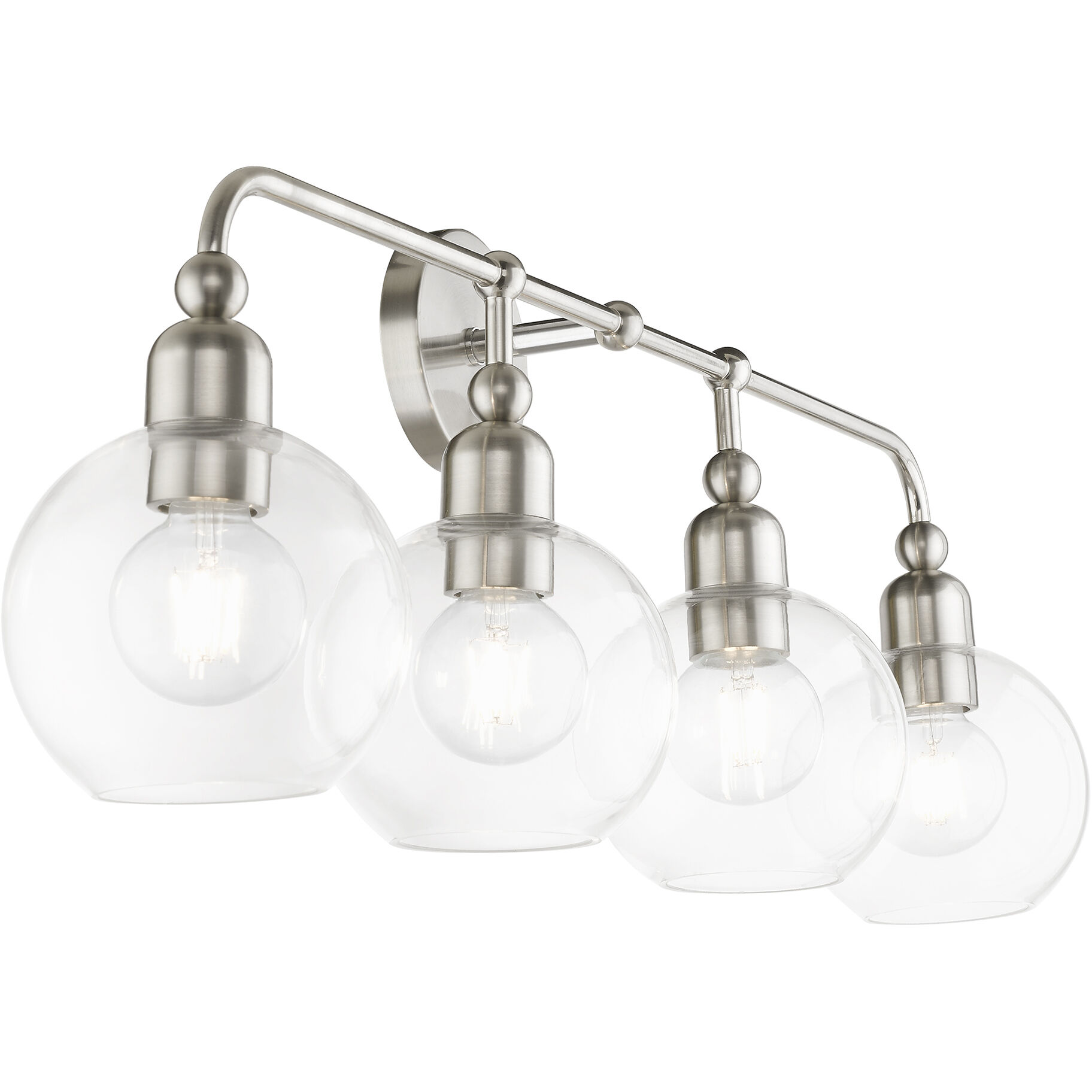 Downtown 4 Light 36 inch Brushed Nickel Vanity Sconce Wall Light, Large, Sphere