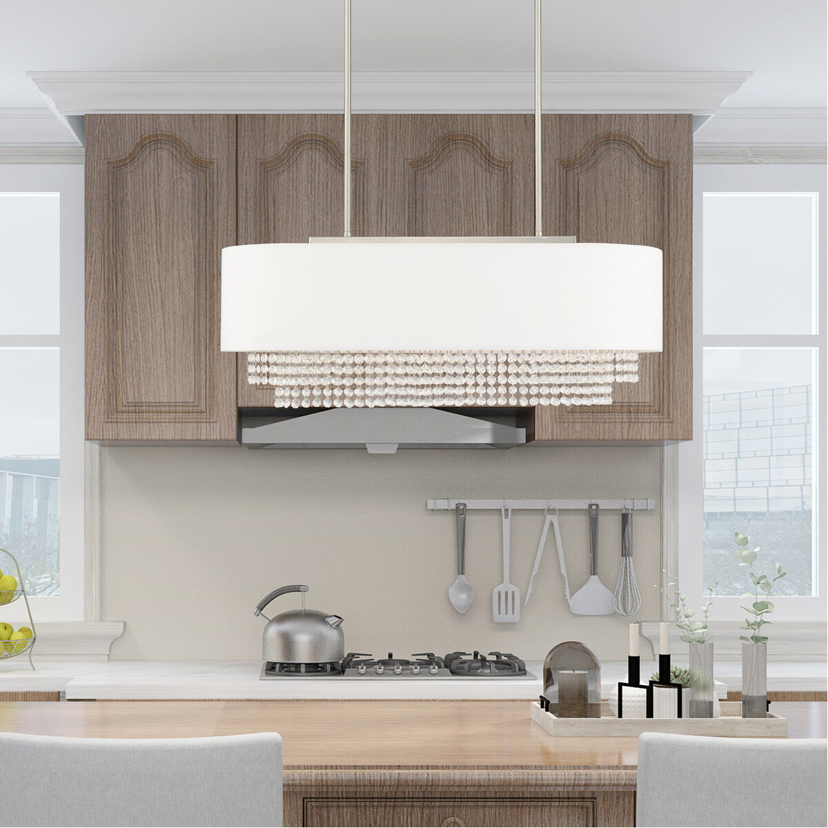 Carlisle 3 Light 31 inch Brushed Nickel Linear Chandelier Ceiling Light