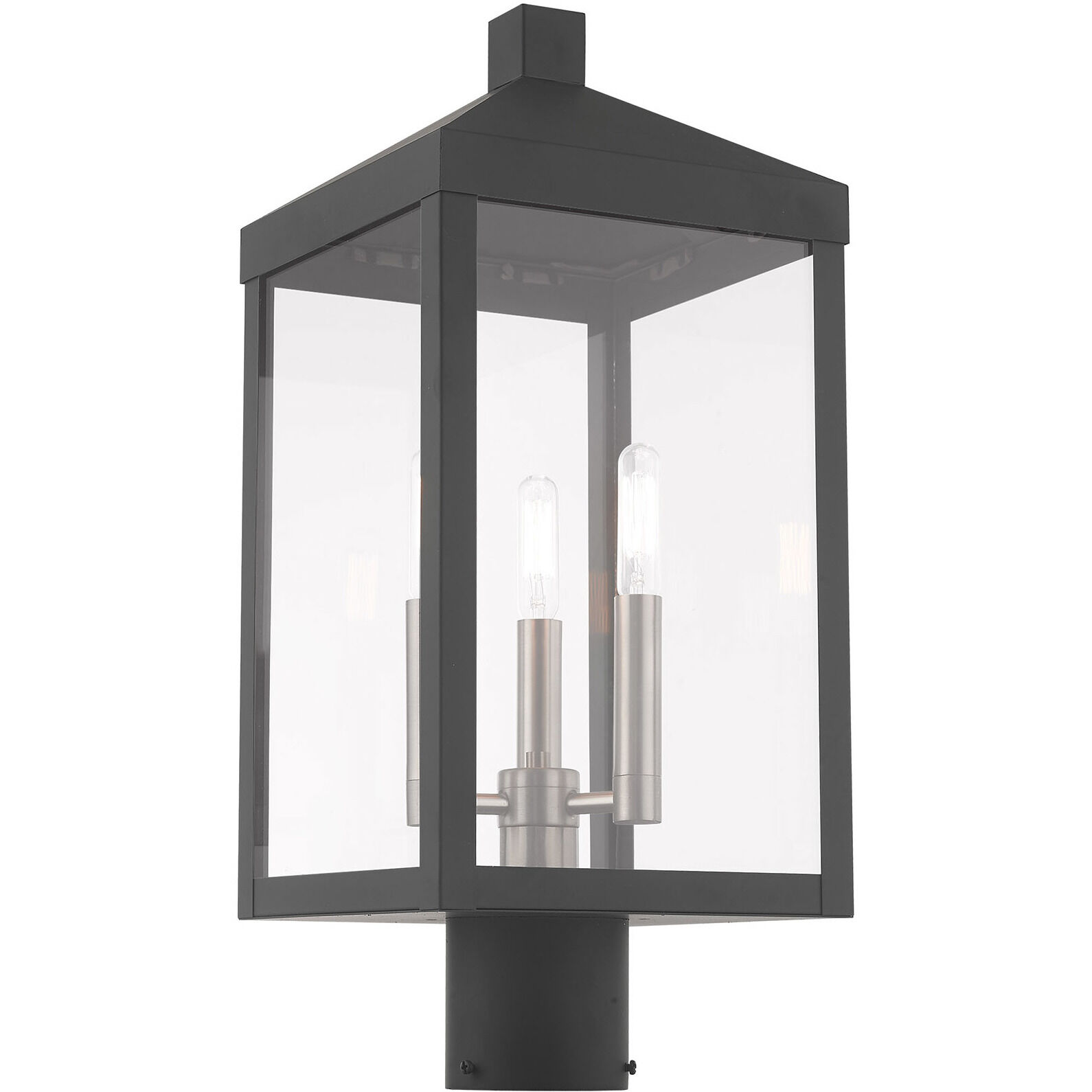 Nyack 3 Light 20 inch Scandinavian Gray Outdoor Post Top Lantern