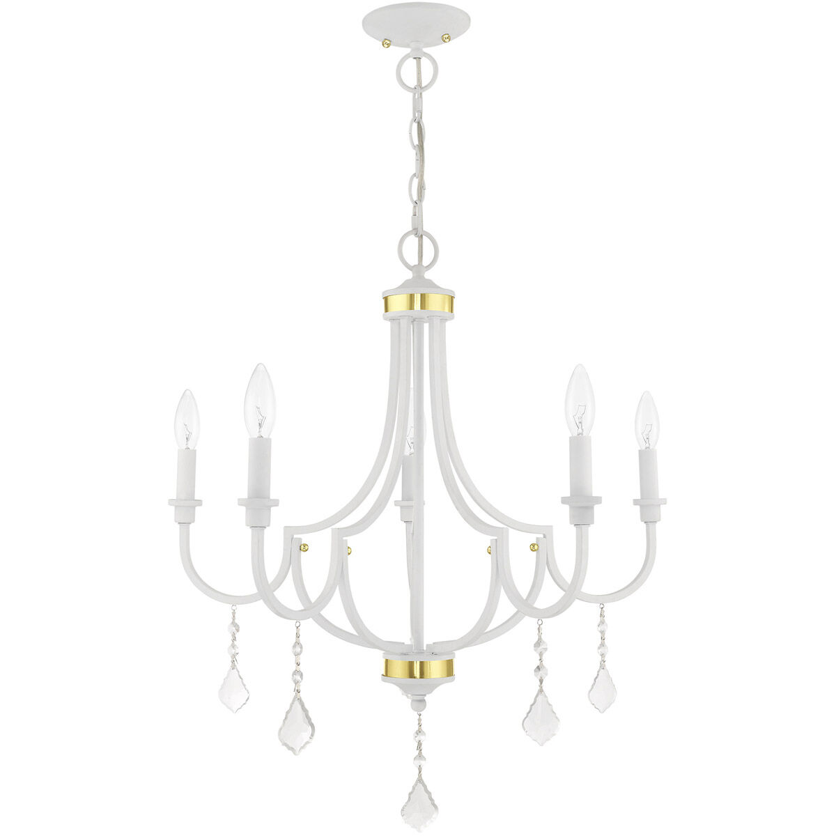 Glendale 5 Light 24.5 inch White Chandelier Ceiling Light
