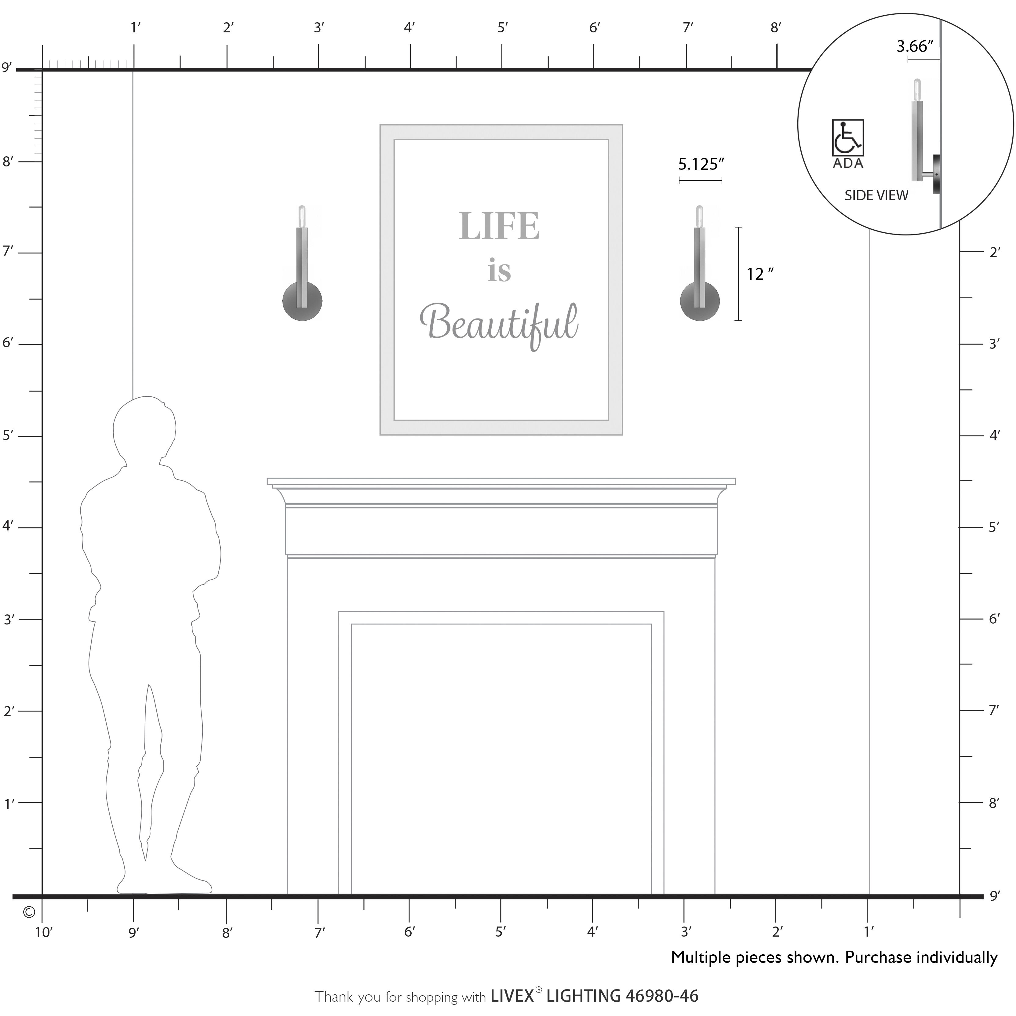 Monaco 1 Light 5.13 inch Black Chrome ADA Wall Sconce Wall Light