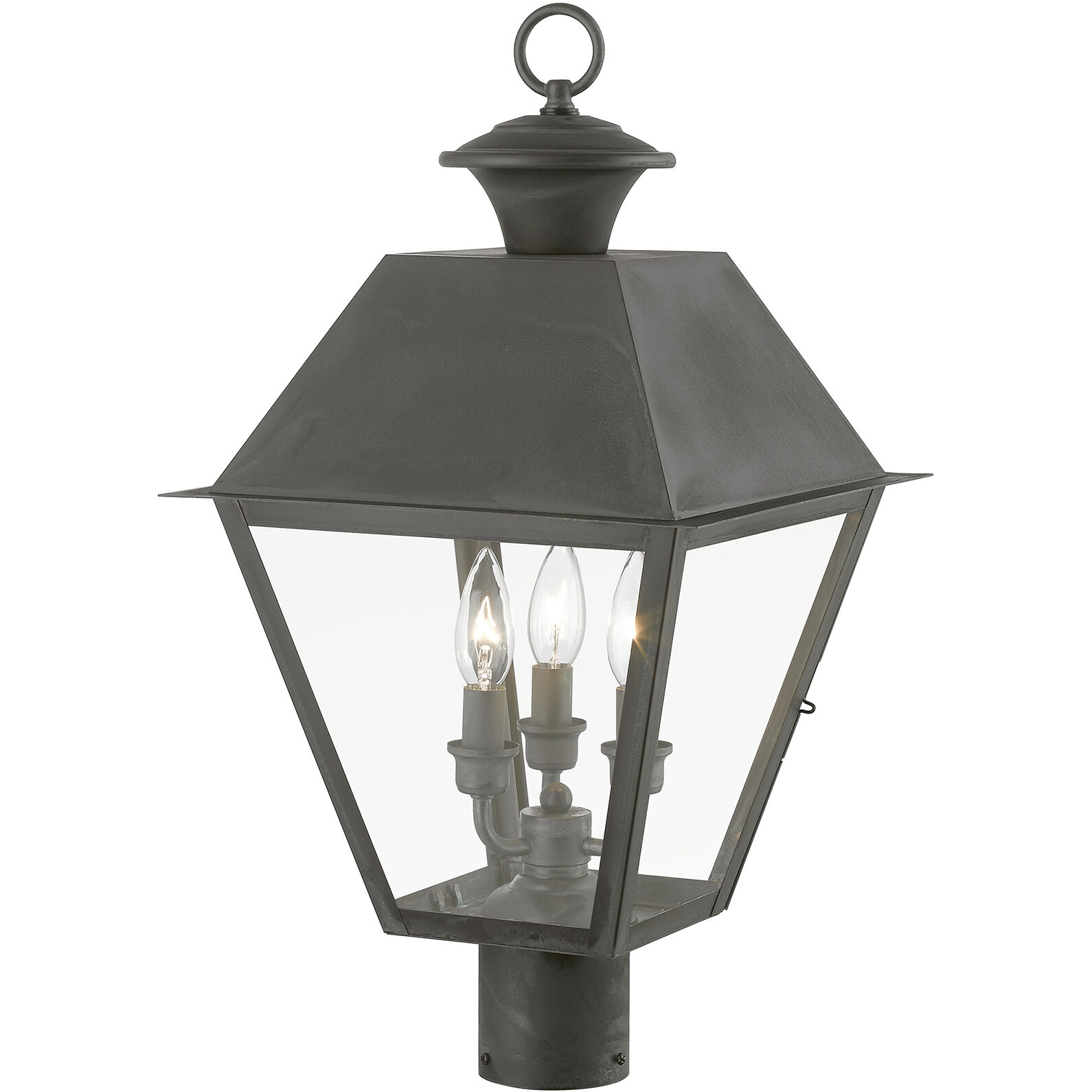 Wentworth 3 Light 22 inch Charcoal Outdoor Post Top Lantern, Large