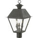 Wentworth 3 Light 22 inch Charcoal Outdoor Post Top Lantern, Large