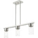 Carson 3 Light 30 inch Brushed Nickel Linear Chandelier Ceiling Light