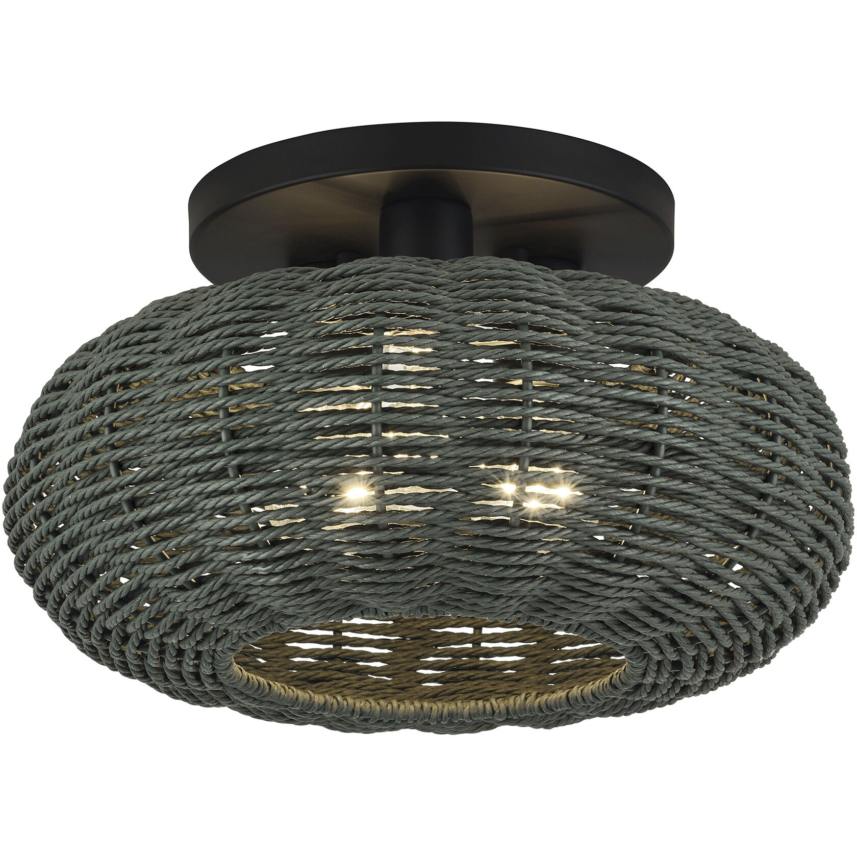 Deluna 3 Light 14 inch Black Semi Flush Mount Ceiling Light, Large