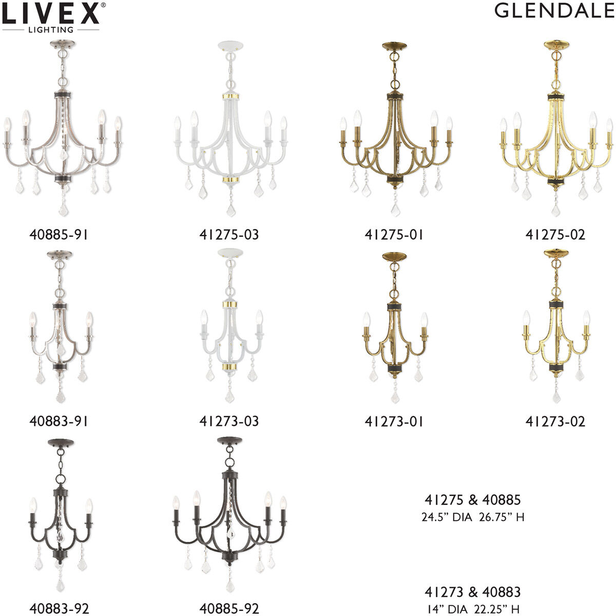 Glendale 3 Light 14 inch Polished Brass Mini Chandelier Ceiling Light