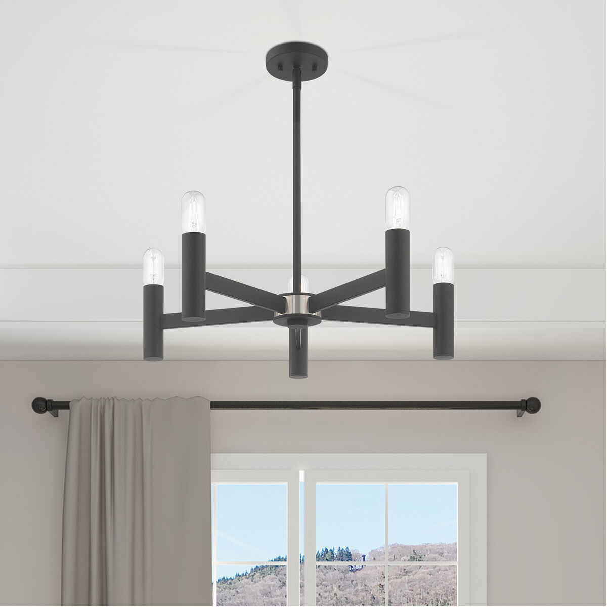 Copenhagen 5 Light 25 inch Scandinavian Gray Chandelier Ceiling Light