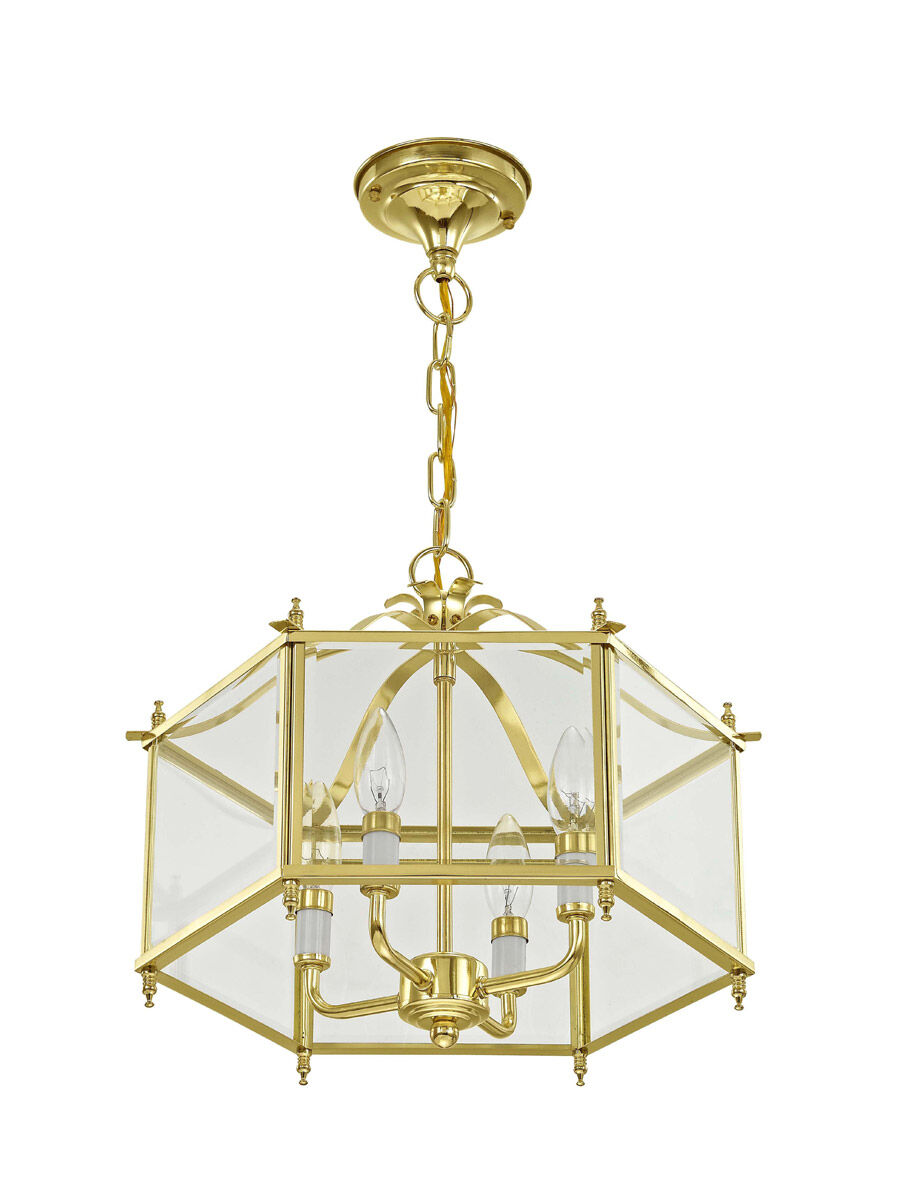 Livingston 4 Light 16 inch Polished Brass Convertible Pendant/Ceiling Mount Ceiling Light