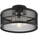 Industro 3 Light 15 inch Black with Brushed Nickel Accents Semi Flush Ceiling Light