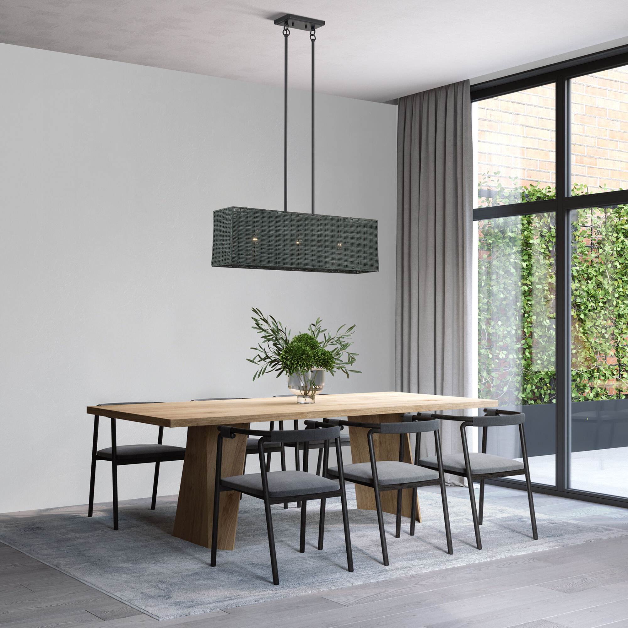 Weavington 3 Light 30 inch Black Linear Chandelier Ceiling Light, Medium