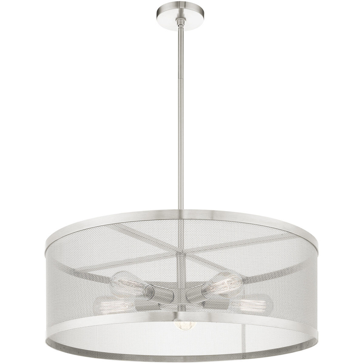 Industro 5 Light 25 inch Brushed Nickel Chandelier Ceiling Light