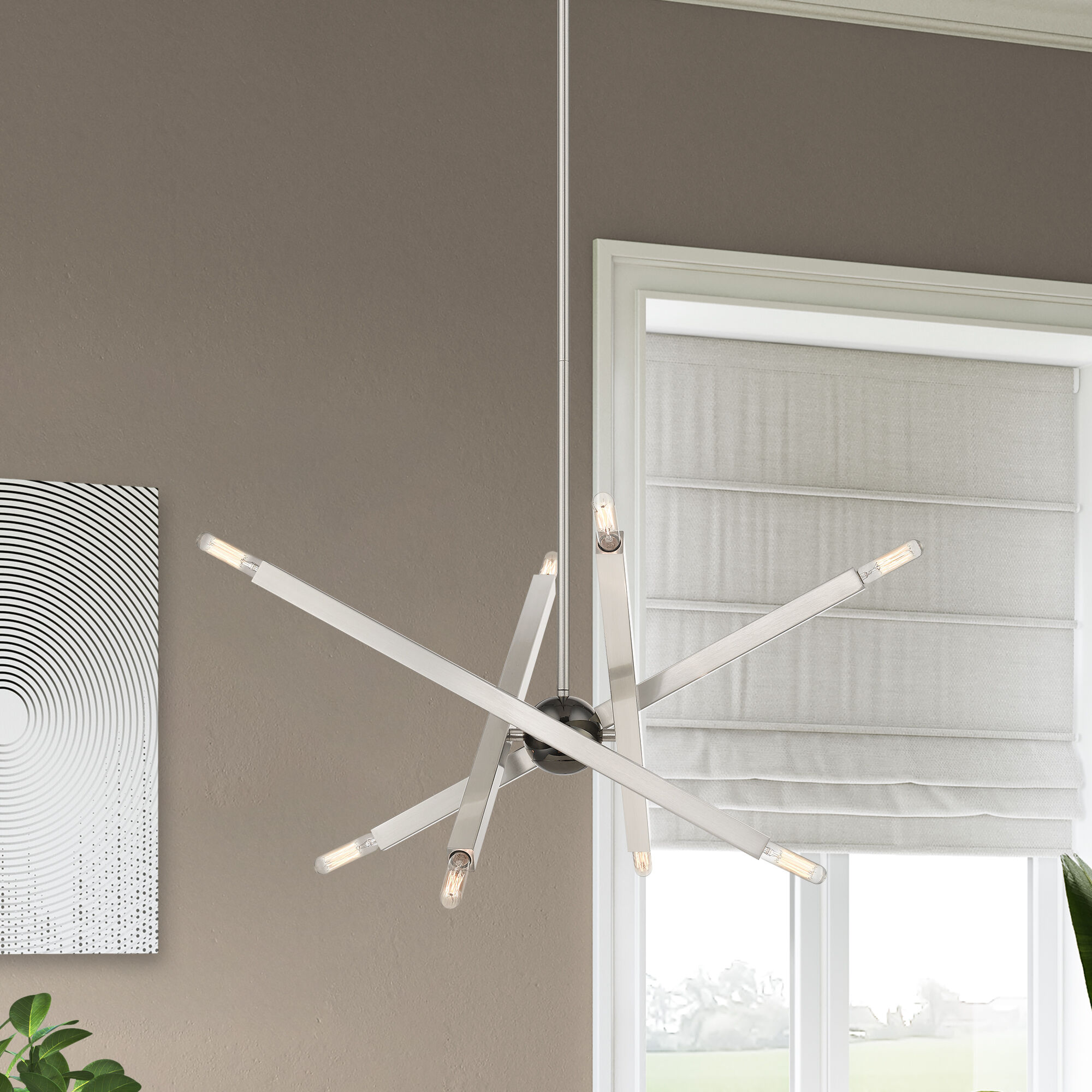 Monaco 8 Light 23 inch Brushed Nickel with Black Chrome Finish Accent Chandelier Ceiling Light