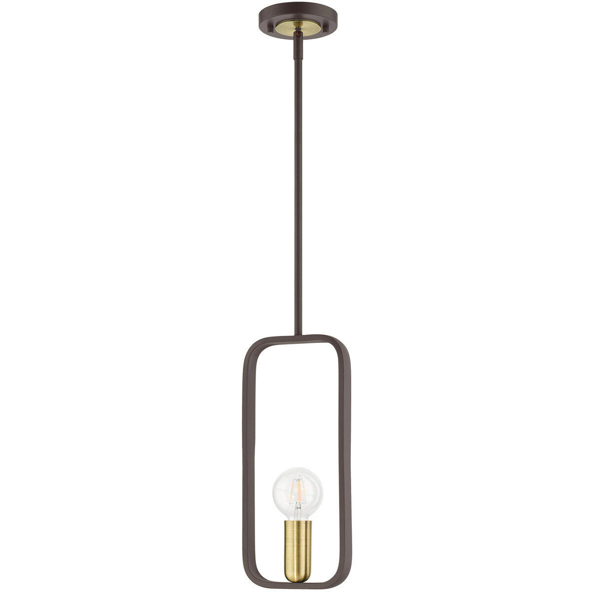 Bergamo 1 Light 5 inch Bronze with Antique Brass Accents Pendant Ceiling Light