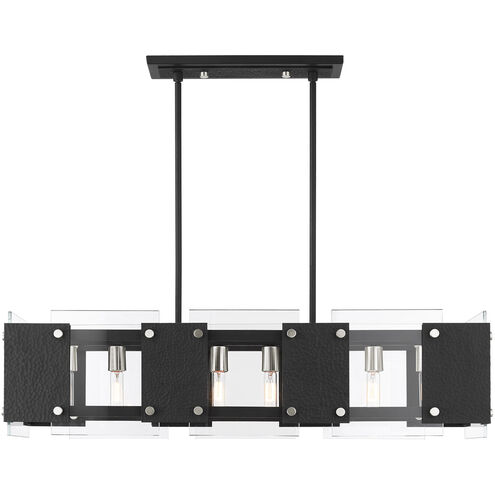 Barcelona 8 Light 44 inch Black with Brushed Nickel Accents Linear Chandelier Ceiling Light