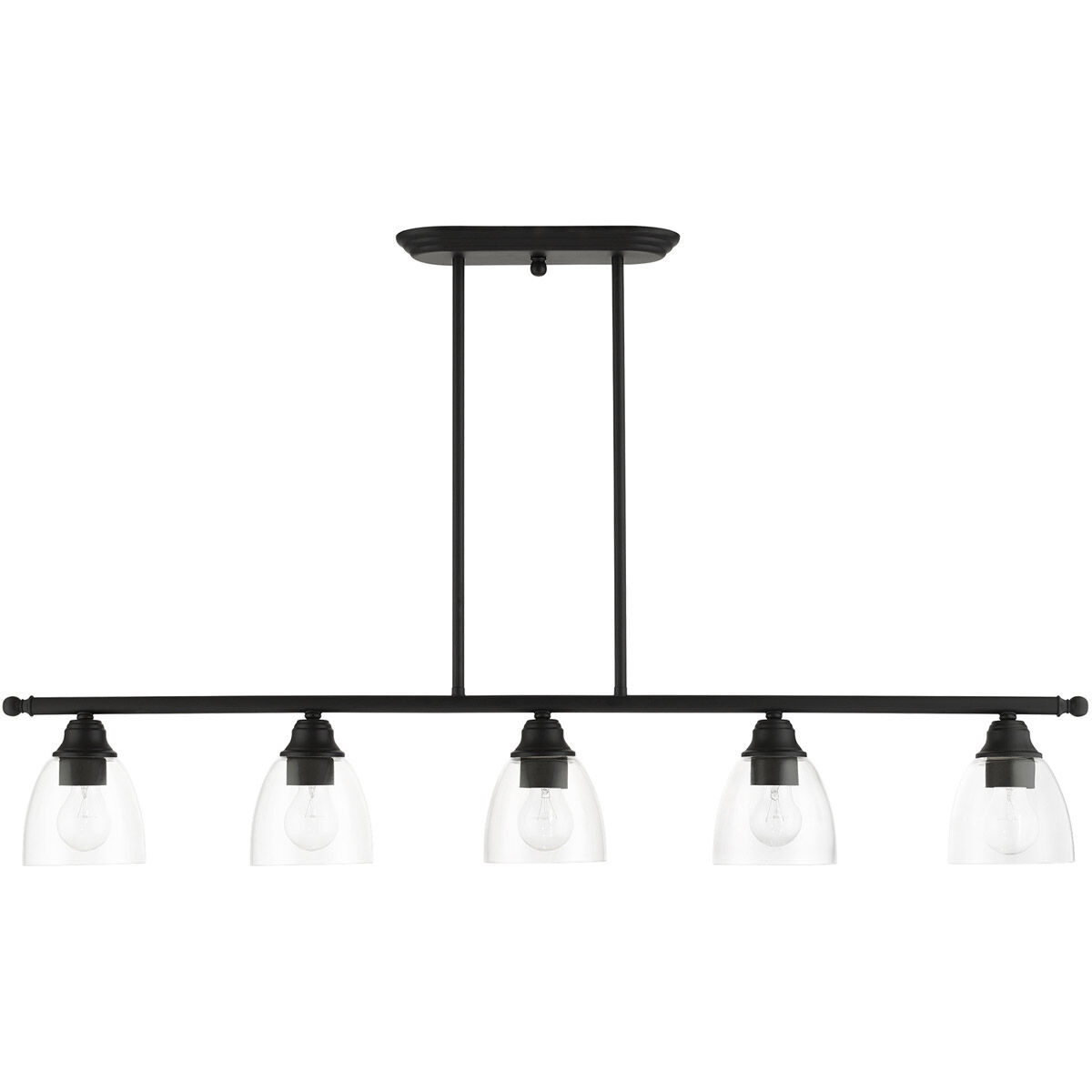 Montgomery 5 Light 45 inch Black Linear Chandelier Ceiling Light