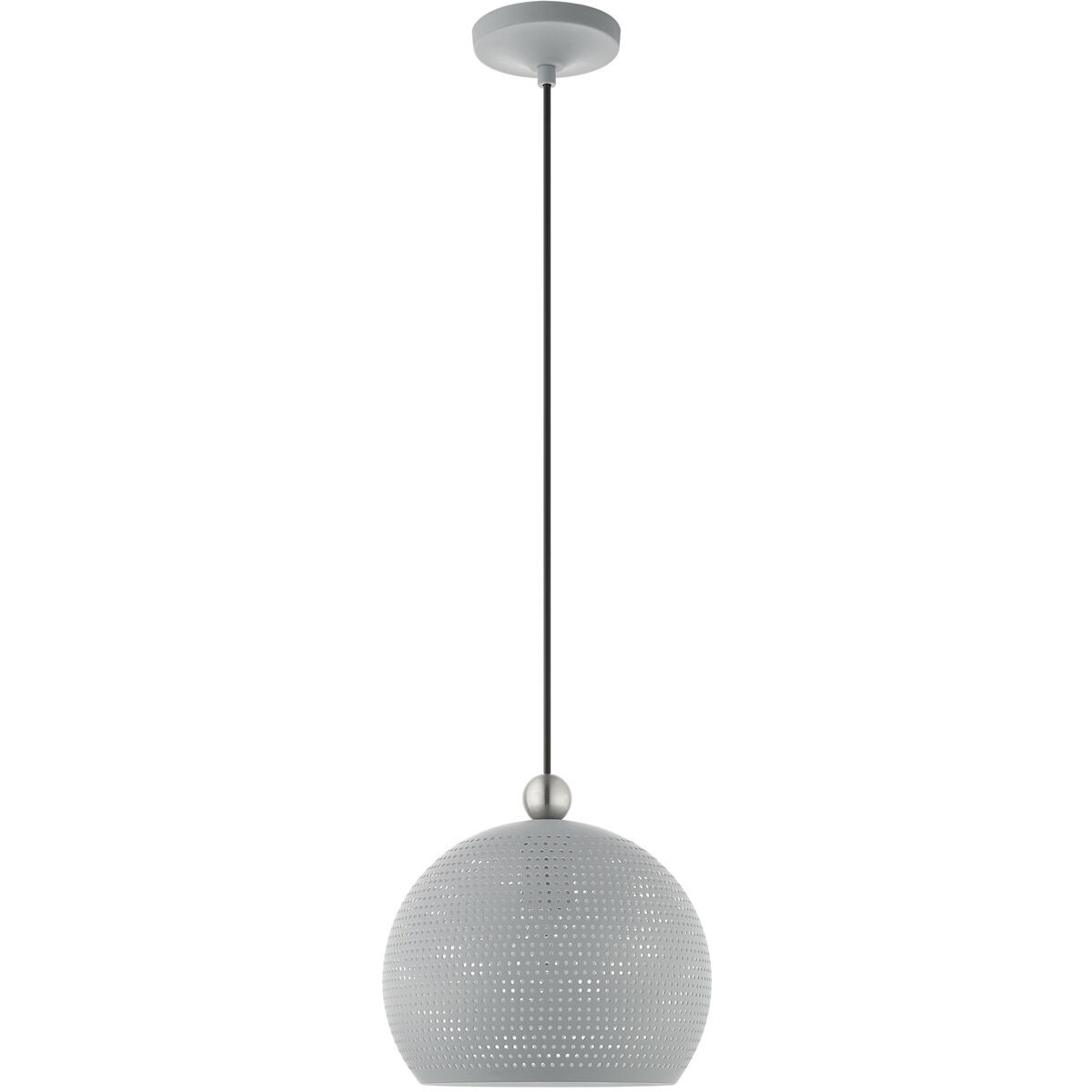Dublin 1 Light 10 inch Nordic Gray with Brushed Nickel Accents Pendant Ceiling Light