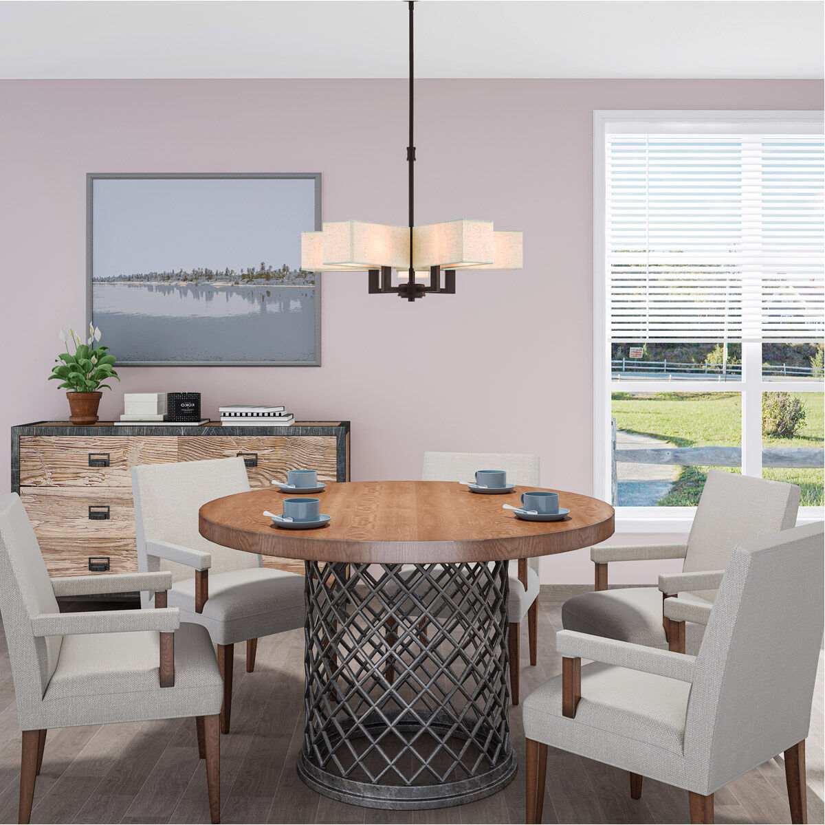 Rubix 5 Light 26 inch Bronze Chandelier Ceiling Light