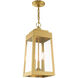 Oslo 3 Light 8 inch Satin Brass Outdoor Pendant Lantern