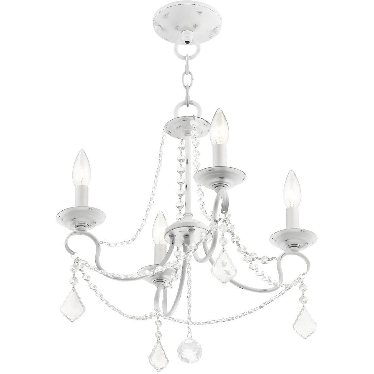 Pennington 4 Light 18 inch Antique White Convertible Mini Chandelier/Ceiling Mount Ceiling Light