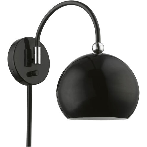 Stockton 15 inch 60.00 watt Shiny Black with Polished Chrome Accents Swing Arm Wall Lamp Wall Light