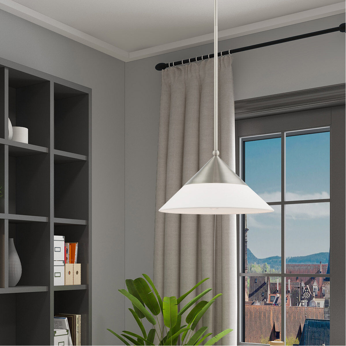 Stockholm 1 Light 15 inch Brushed Nickel Mini Pendant Ceiling Light