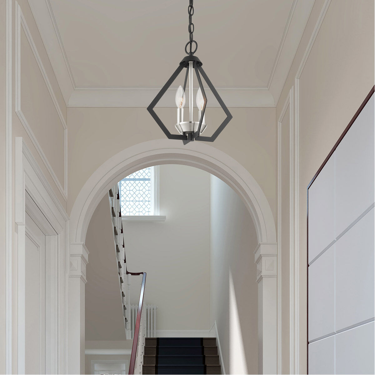 Prism 2 Light 11 inch Black with Brushed Nickel Cluster Convertible Semi Flush/Pendant Ceiling Light