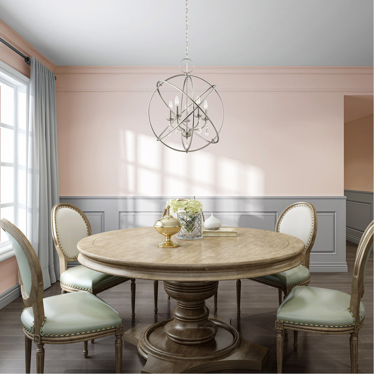 Aria 5 Light 22 inch Brushed Nickel Chandelier Ceiling Light