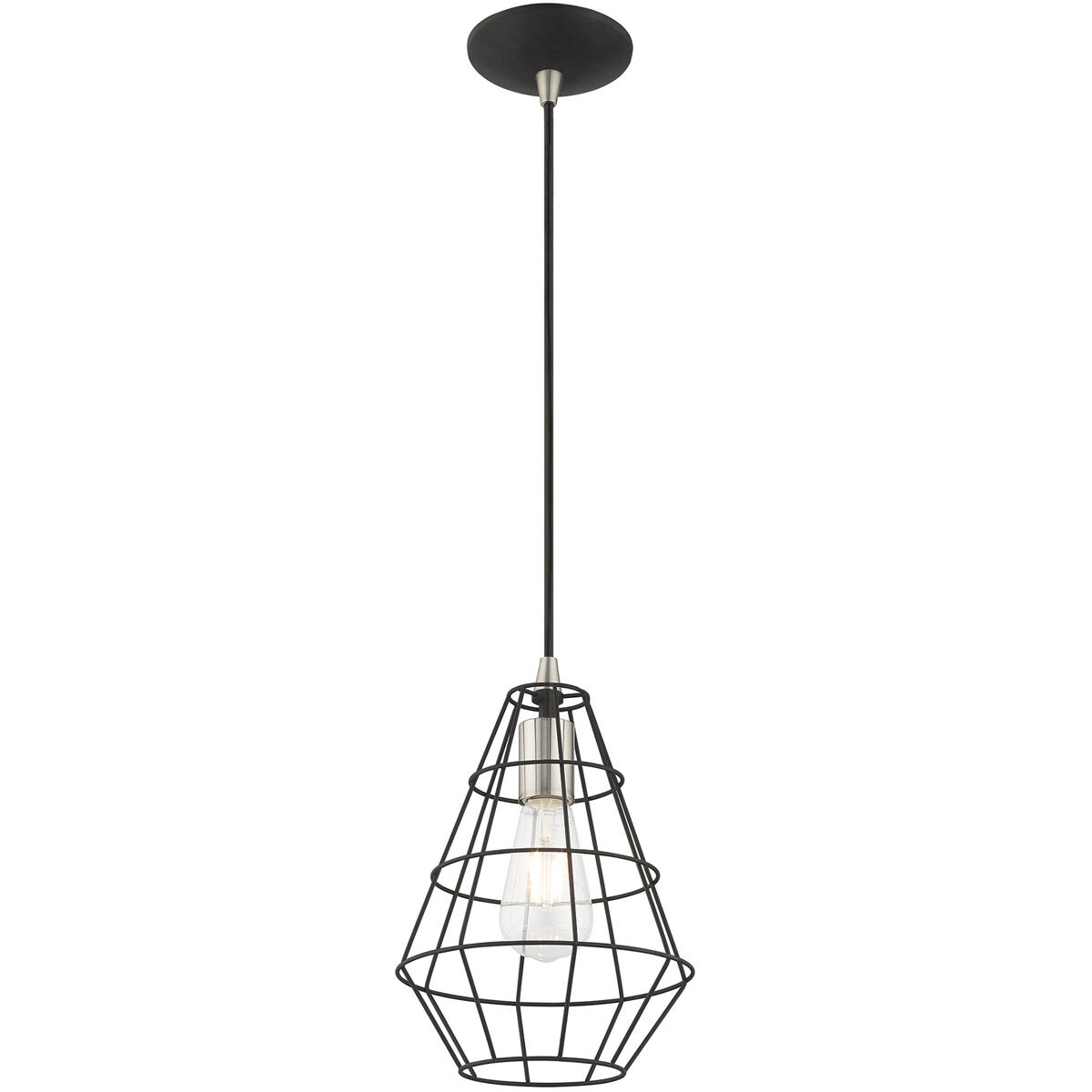 Geometric 1 Light 7.75 inch Black Mini Pendant Ceiling Light