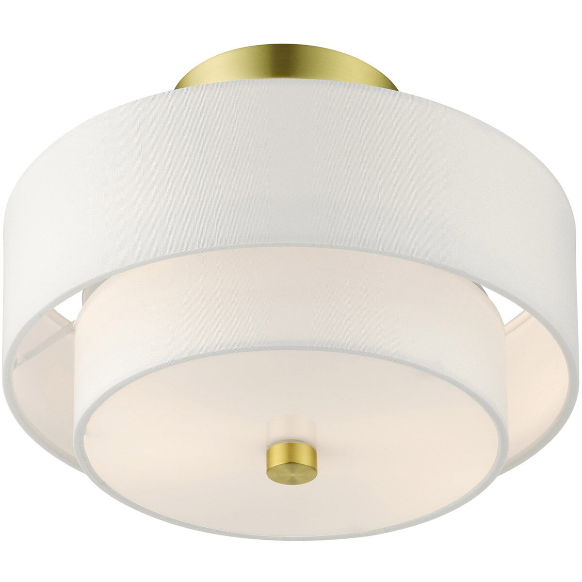 Meridian 2 Light 13 inch Satin Brass Semi Flush Ceiling Light