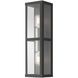 Gaffney 2 Light 16 inch Black with Brushed Nickel Finish Accents Outdoor ADA Wall Lantern in Black with Brushed Nickel Accent