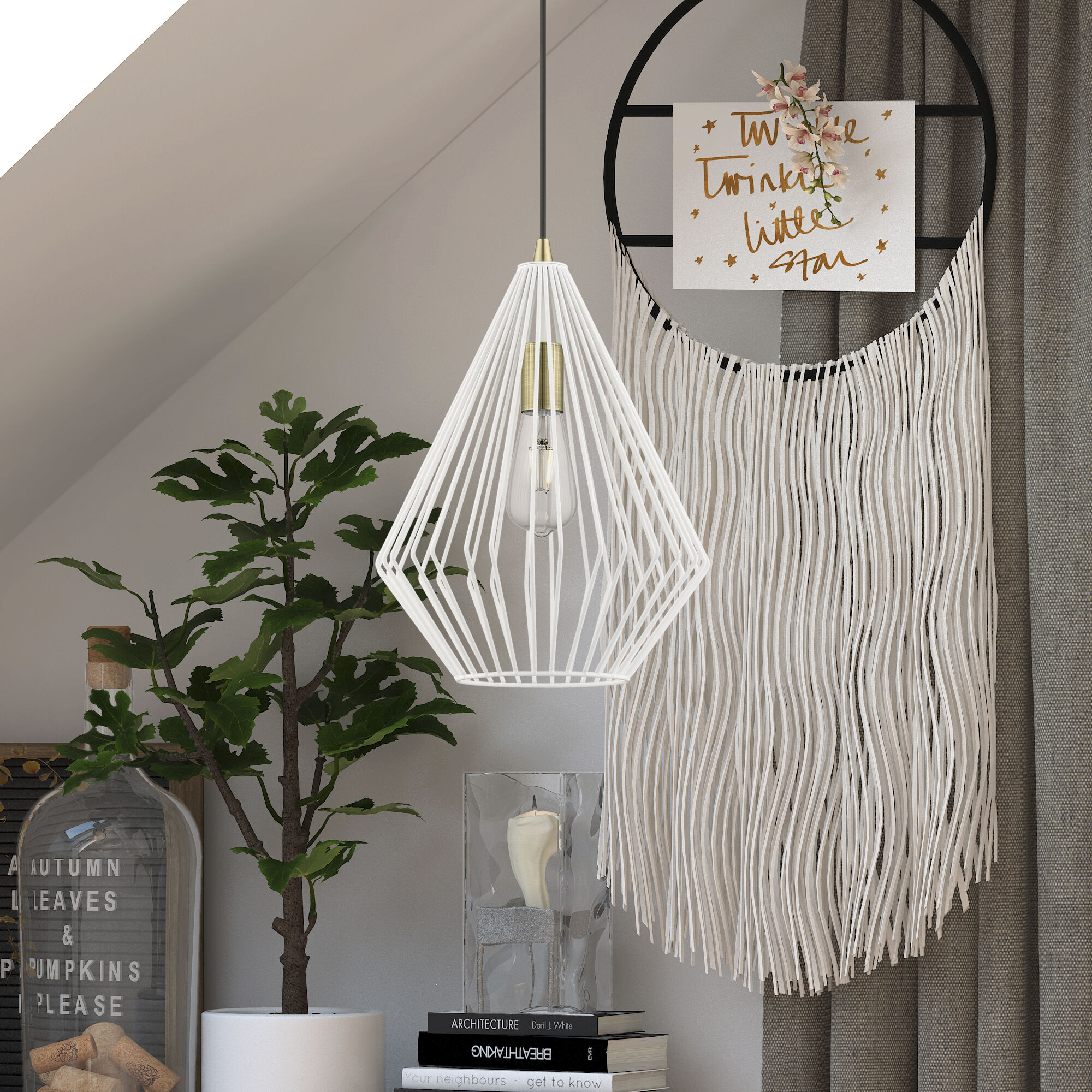 Linz 1 Light 12 inch Textured White with Antique Brass Accents Pendant Ceiling Light