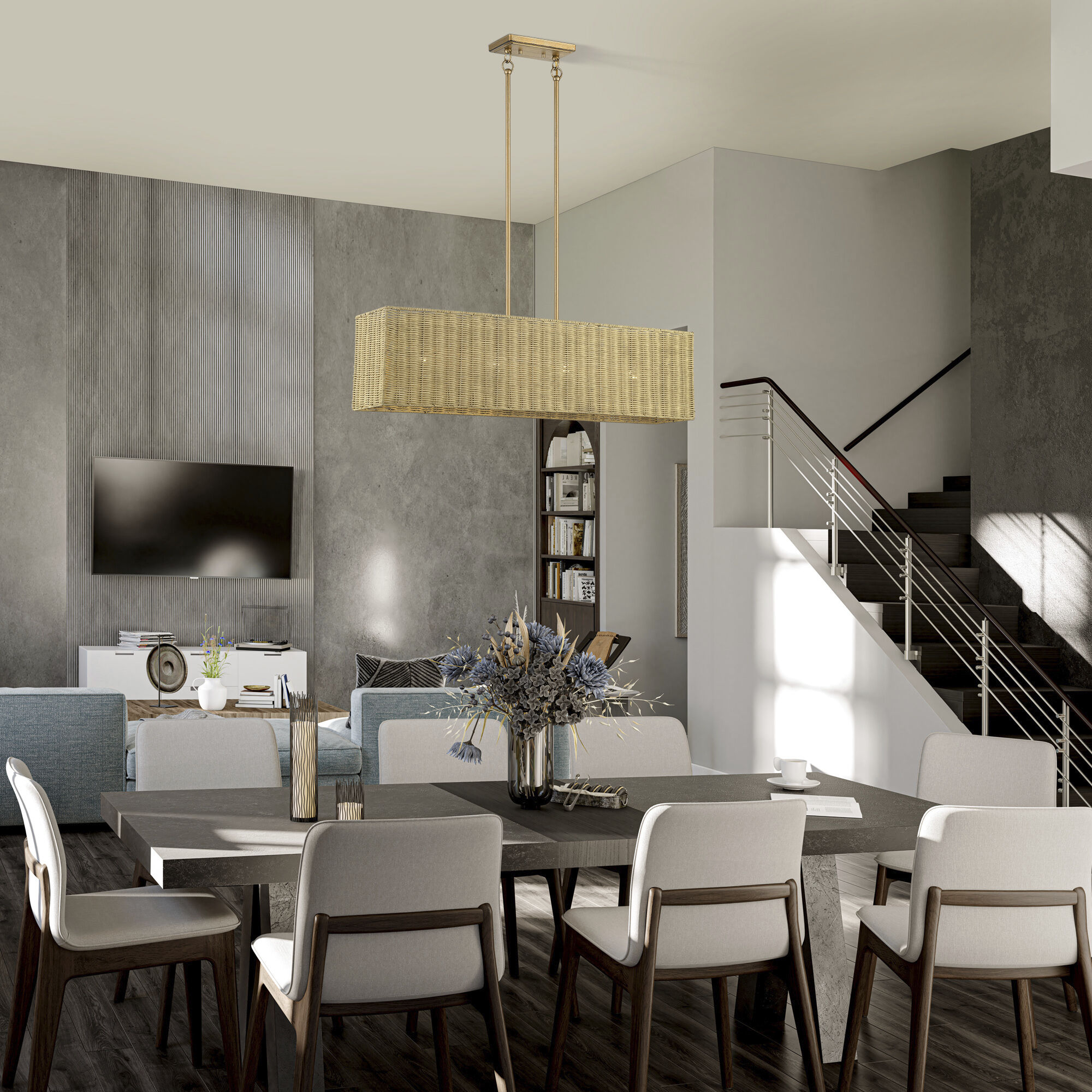 Weavington 4 Light 36 inch Antique Gold Leaf Linear Chandelier Ceiling Light, Large