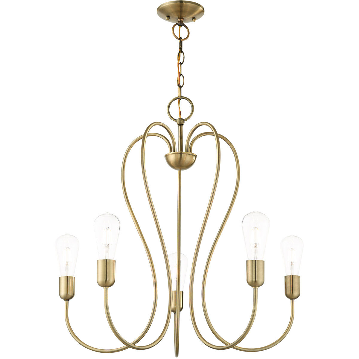 Lucerne 5 Light 24 inch Antique Brass Chandelier Ceiling Light