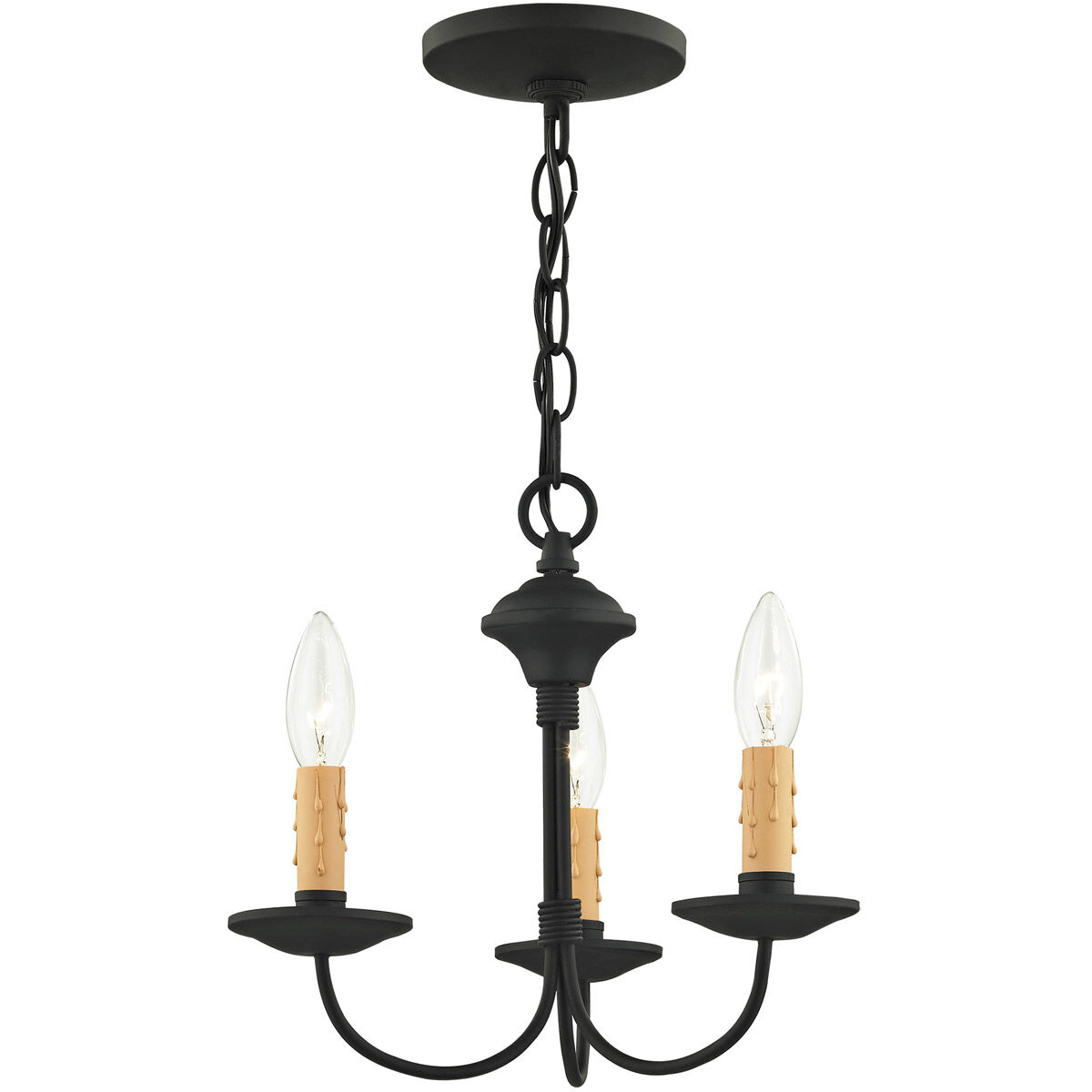 Heritage 3 Light 13 inch Black Mini Chandelier Ceiling Light