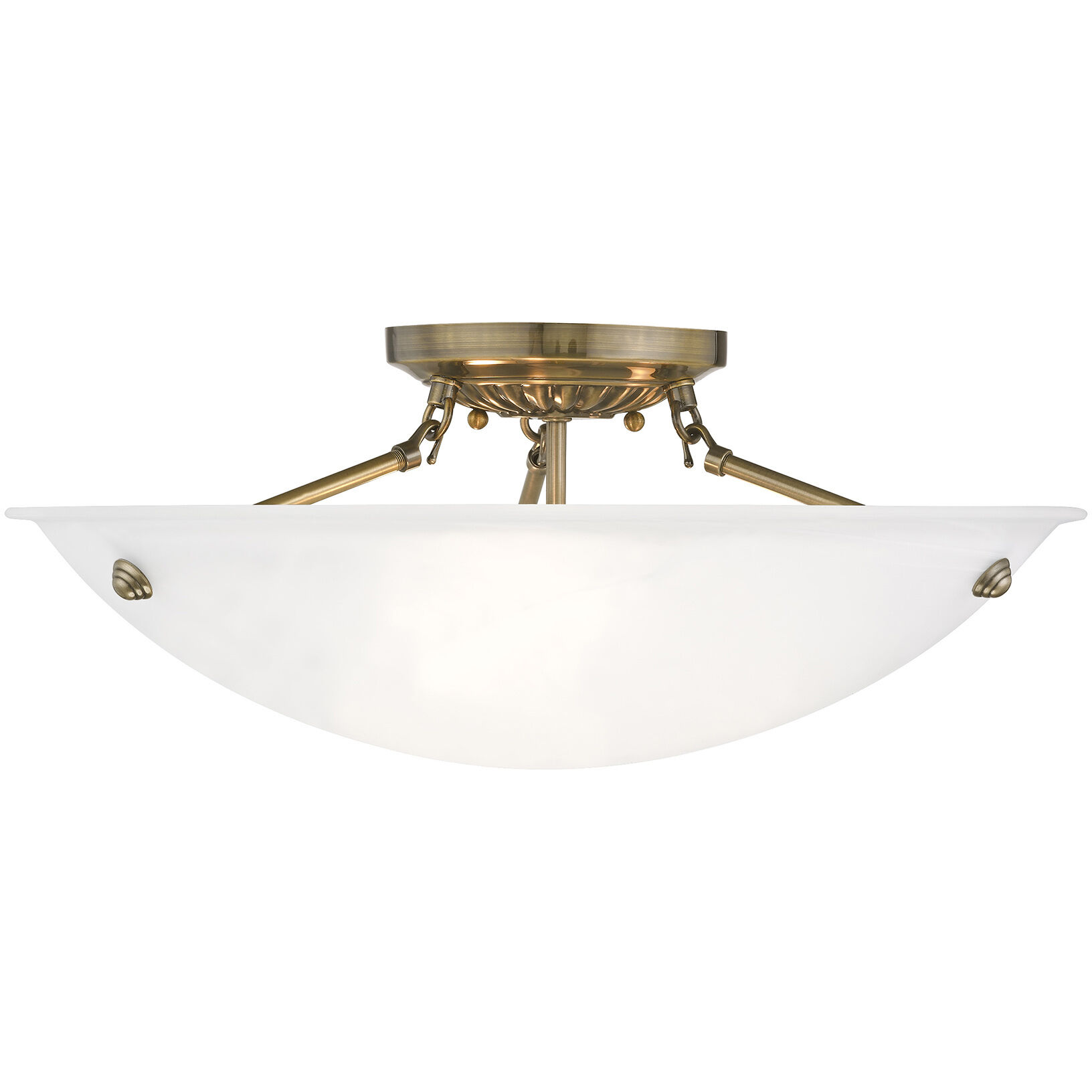 Oasis 3 Light 20 inch Antique Brass Semi-Flush Mount Ceiling Light