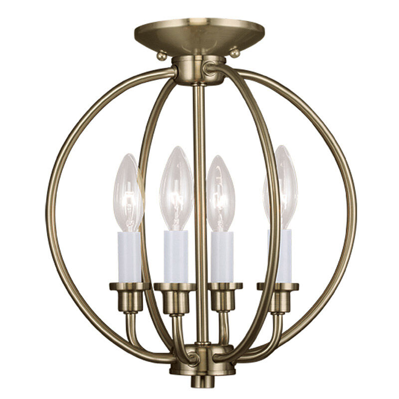 Milania 4 Light 13 inch Antique Brass Convertible Mini Chandelier/Ceiling Mount Ceiling Light