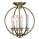 Milania 4 Light 13 inch Antique Brass Convertible Mini Chandelier/Ceiling Mount Ceiling Light