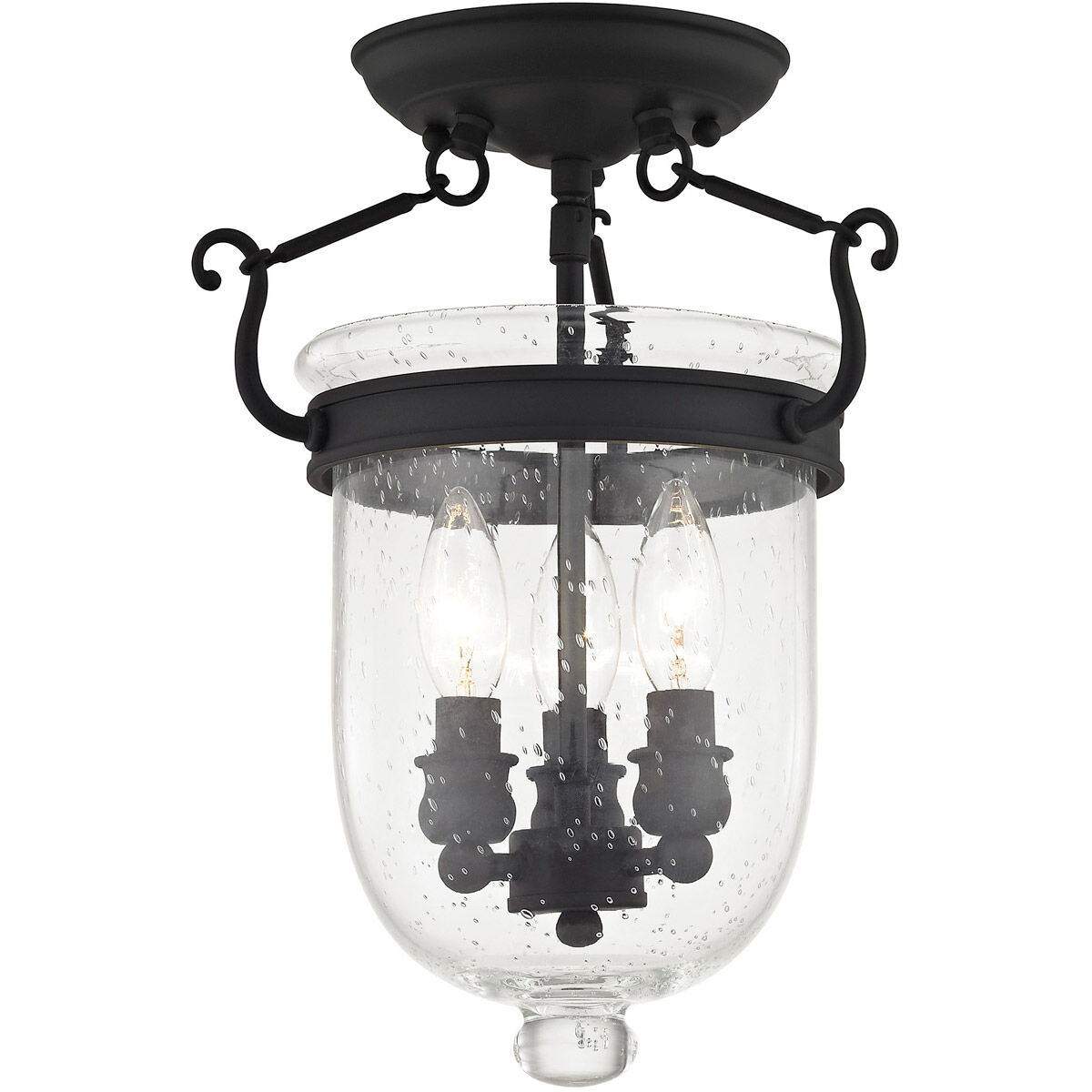Jefferson 3 Light 10 inch Black Semi-Flush Mount Ceiling Light