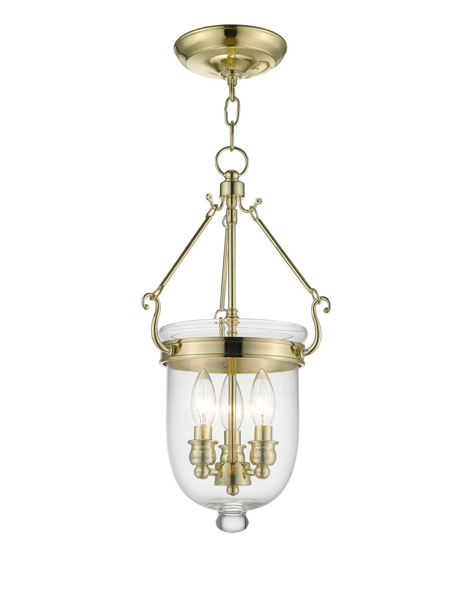 Jefferson 3 Light 10 inch Polished Brass Chain Lantern
