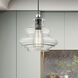 Everett 1 Light 9 inch Shiny Black with Chrome Finish Accents Pendant Ceiling Light