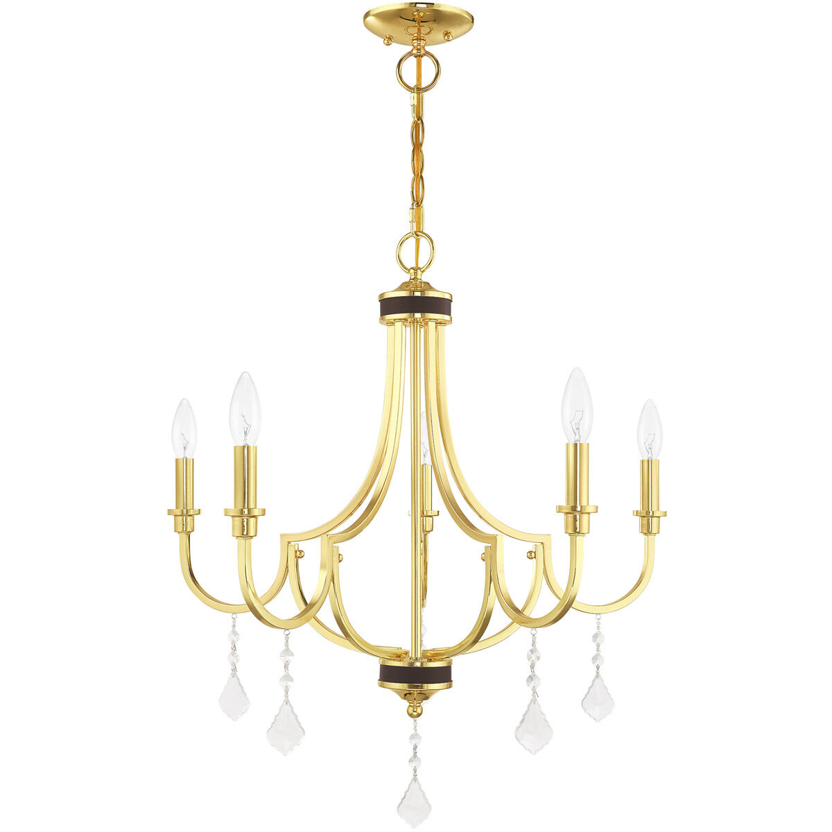 Glendale 5 Light 24.5 inch Polished Brass Chandelier Ceiling Light