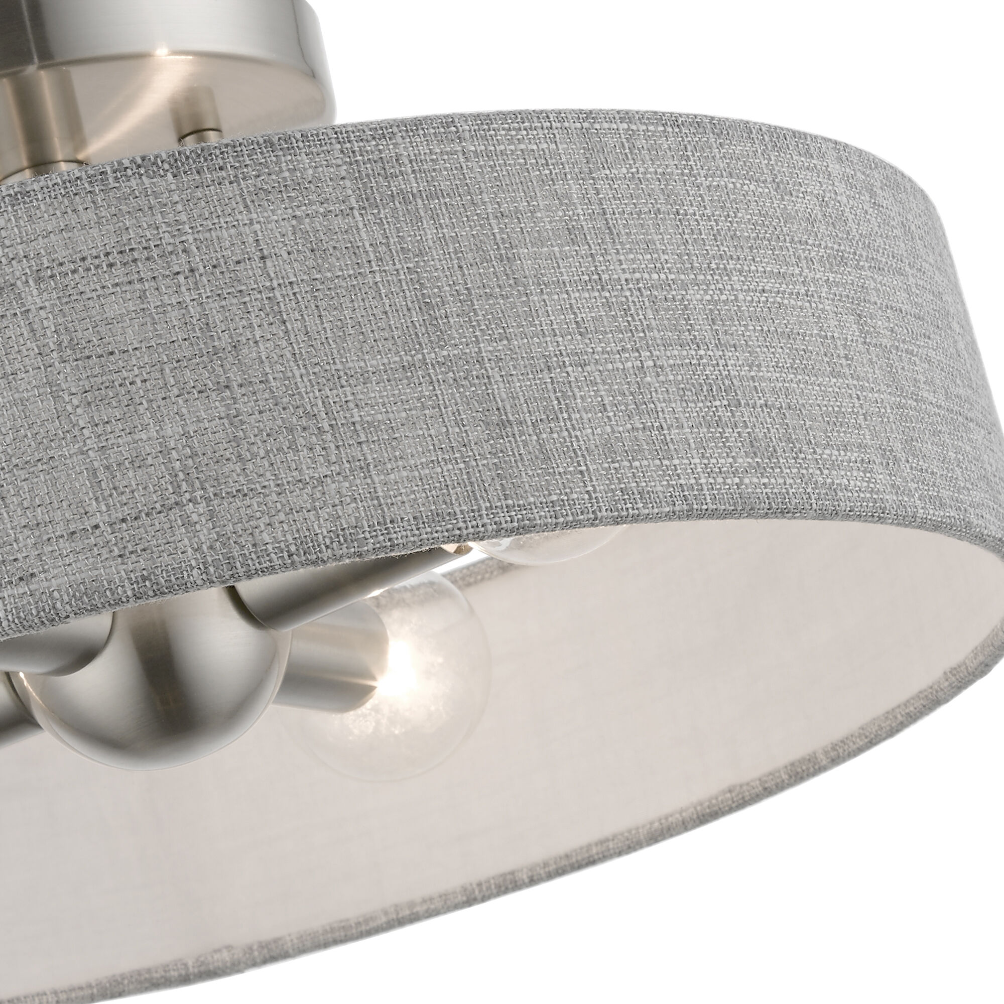 Elmhurst 4 Light 14 inch Brushed Nickel with Shiny White Accents Semi-Flush Ceiling Light