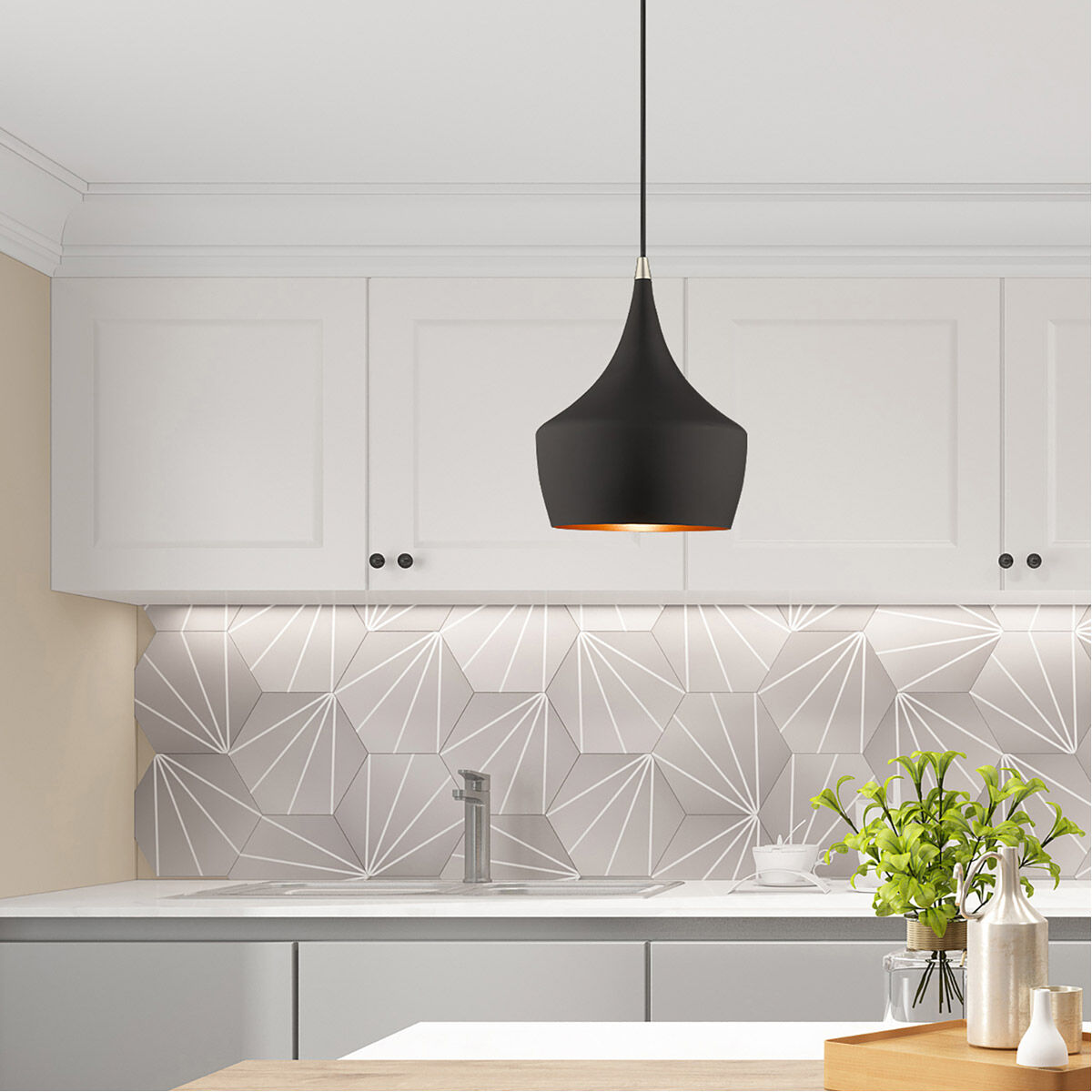 Allison 1 Light 9.5 inch Black Mini Pendant Ceiling Light