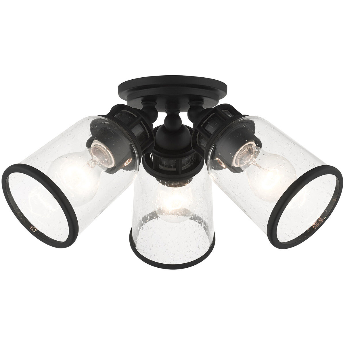 Lawrenceville 3 Light 16 inch Black Flush Mount Ceiling Light